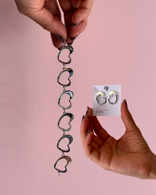 Kit Aretes / Pulsera - "Corazón de Eya's"